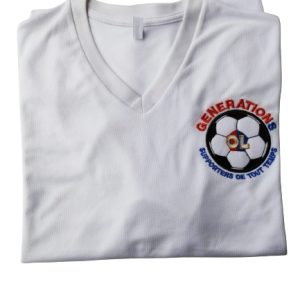 T-Shirt Blanc Col V Logo Côté coeur + Dos